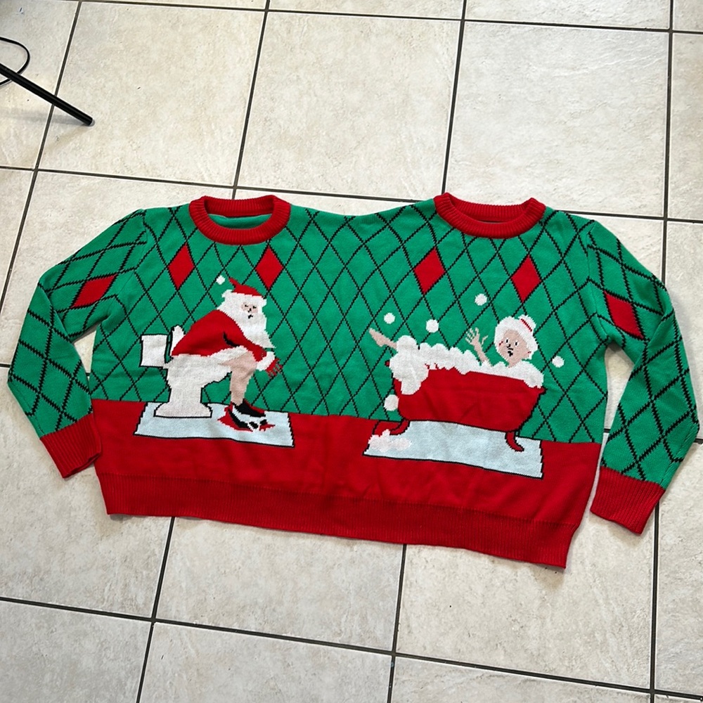 Two Person‎ Ugly Christmas Sweater Santa and Mrs. Claus